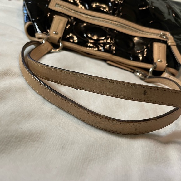 Vintage Authentic Coach Black Patent Leather Signature Shoulder Bag Purse F25487 - Picture 11 of 14